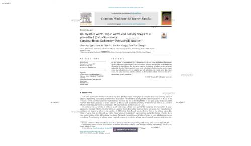 On breather waves, rogue waves and solitary waves to ageneralized (2+1)-dimensionalCamassa–Holm–Kadomtsev–Petviashvili equation